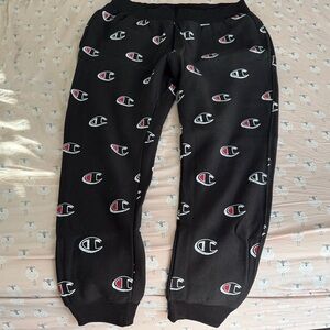 Champion Black and Red Logo Joggers